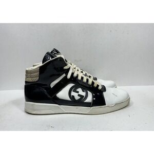 Gucci Rebound Snakeskin High Top Sneakers Shoes Mens Size 10 US Black GG Logo